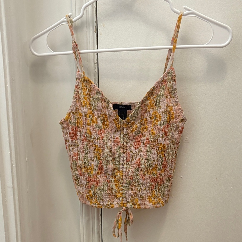 Floral Smocked Crop Tank